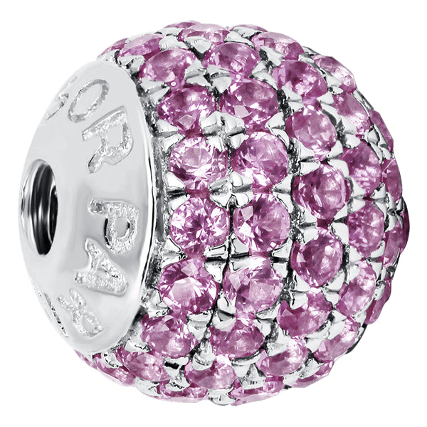 Bangle ball end pave set with Pink Tourmaline colour crystals for October