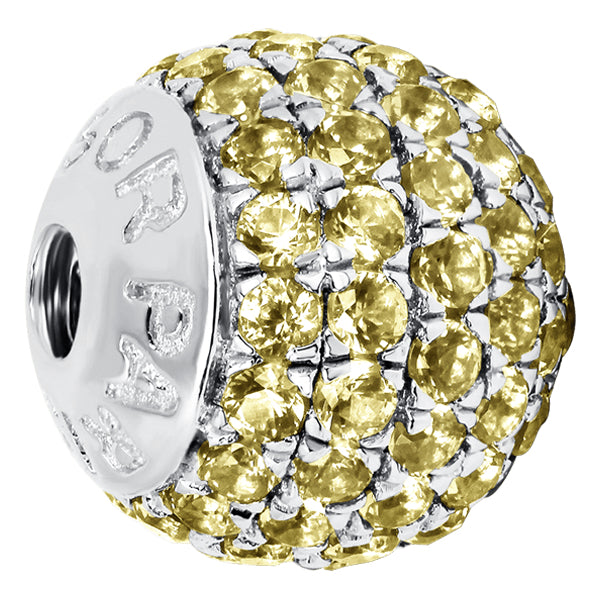 Bangle ball end pave set with Citrine colour crystals for November