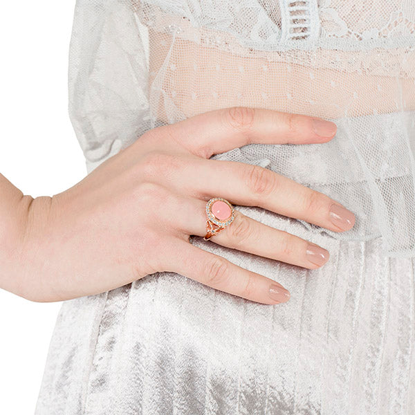 Faceted Rose quartz halo ring