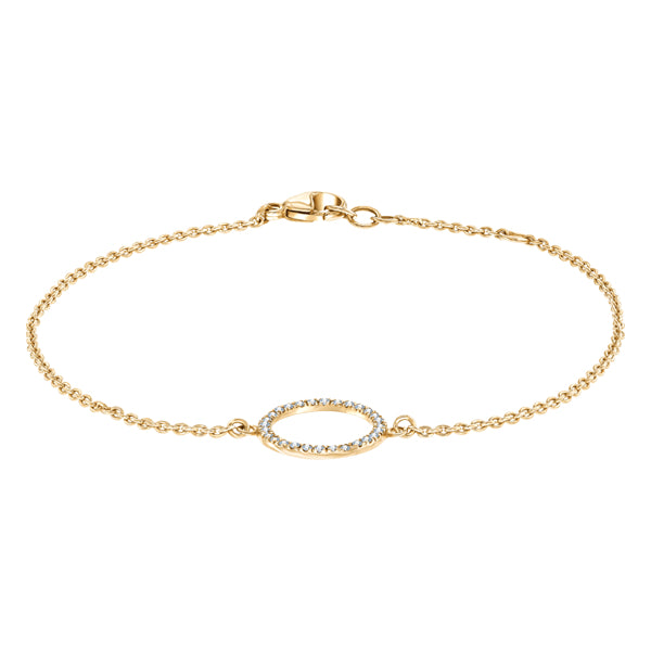 0.10ct Round brilliant H-SI circular diamond bracelet in 18k yellow gold