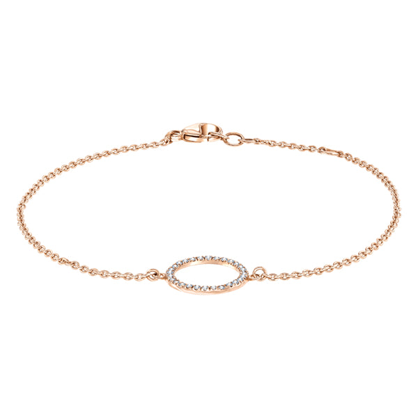 0.10ct Round brilliant H-SI circular diamond bracelet in 18k rose gold