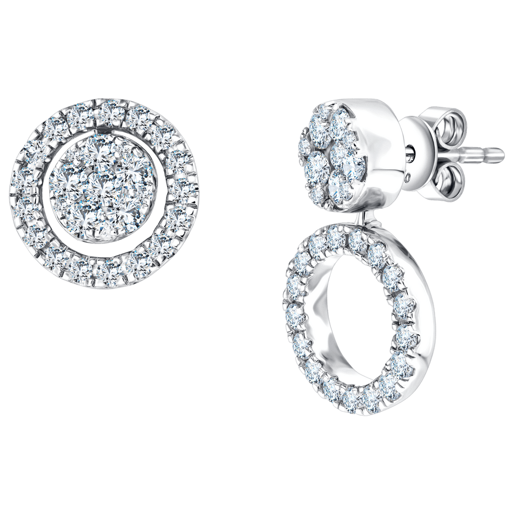 1.00ct H-SI multi way round stud or drop earrings in 18k white gold