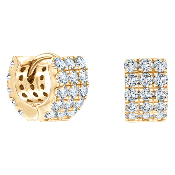 H-SI round brilliant claw set wide diamond hoop earrings in 18k Yellow Gold