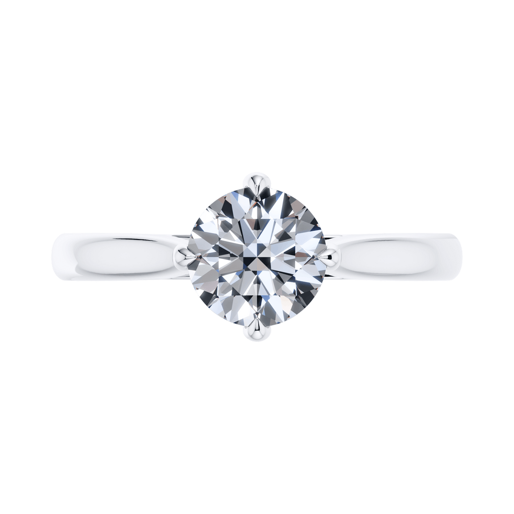 4 Claw Round Brilliant Diamond in 18ct White Gold Engagement Ring.