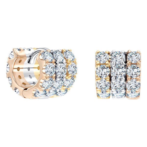 2.25ct round brilliant wide diamond hoop earrings in 18k 3 Colour Gold