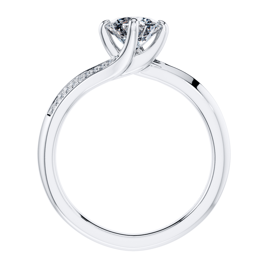 4 Claw Round Brilliant 18ct White Gold Twist  Engagement Ring