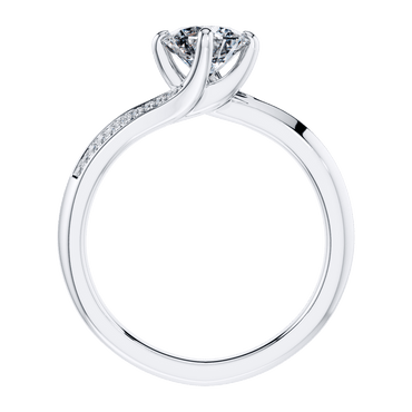 4 Claw Round Brilliant 18ct White Gold Twist  Engagement Ring