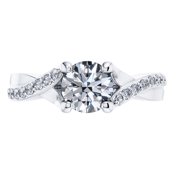 Round Brilliant 4 claw White Gold Diamond Engagement Ring.