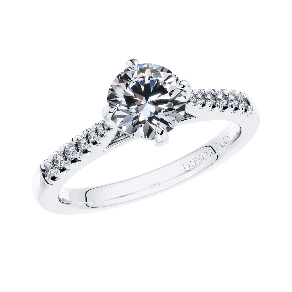 18ct White Gold Round Brilliant 4 Claw Engagement Ring Mount.