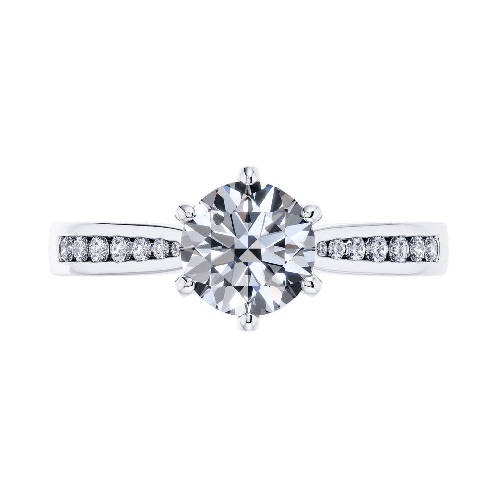 6 Claw Delicate Round Brilliant Diamond Engagement Ring in 18ct White Gold