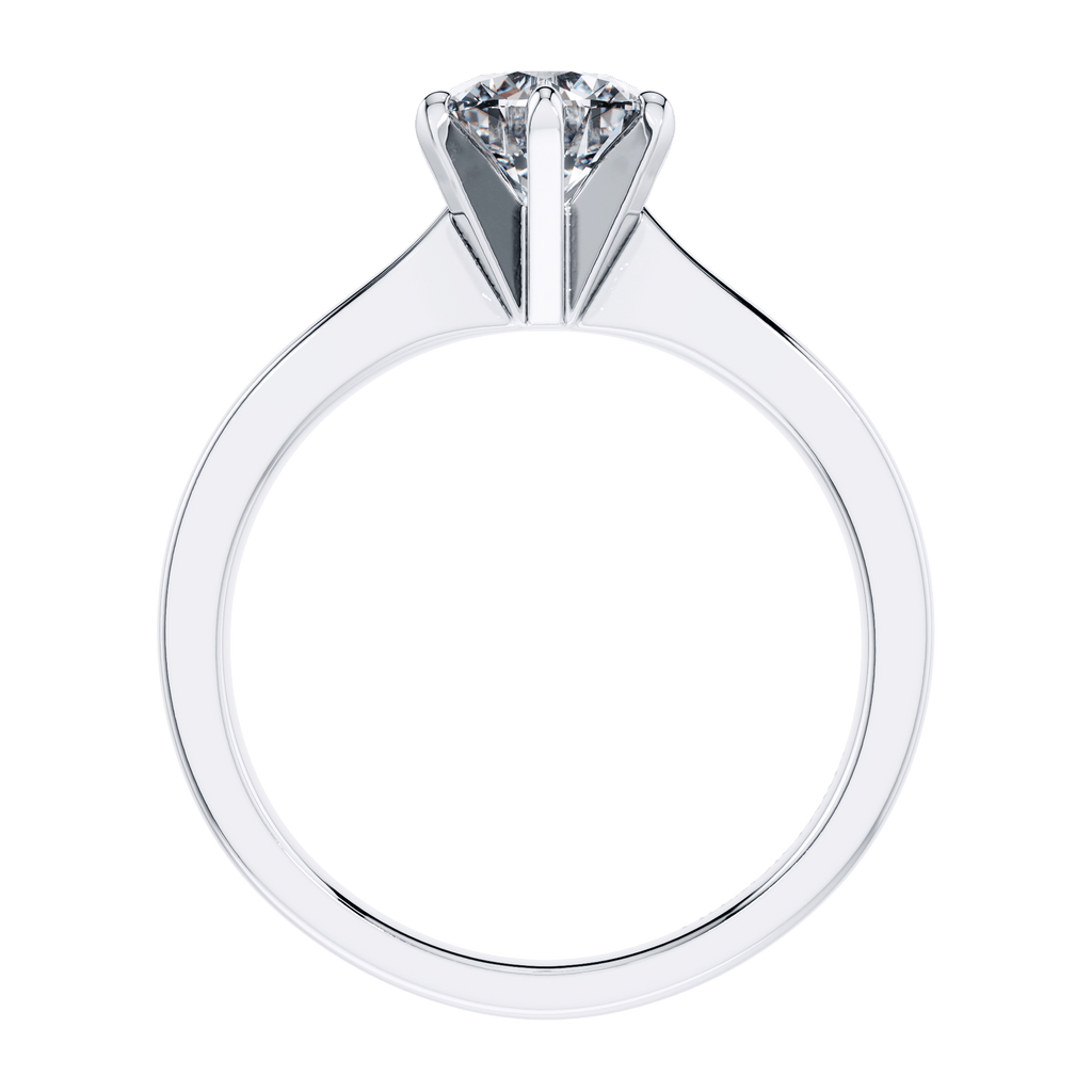 6 Claw Delicate Round Brilliant Diamond Engagement Ring in 18ct White Gold