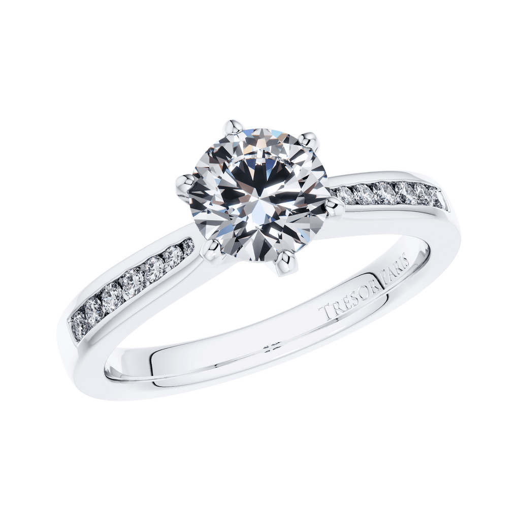 6 Claw Delicate Round Brilliant Diamond Engagement Ring in 18ct White Gold