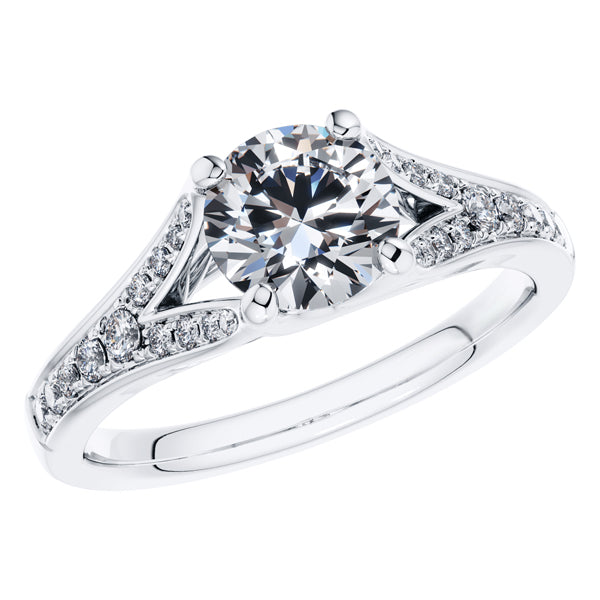 Graceful Round Brilliant 18ct White Gold 4 Claw Diamond Engagement Ring.