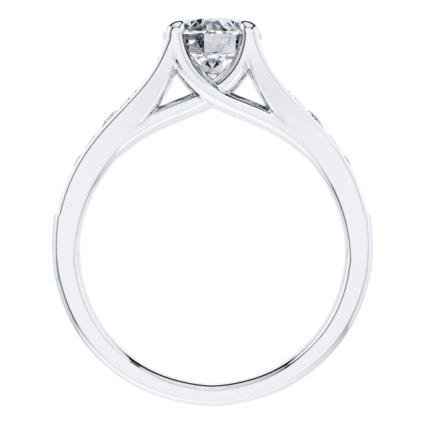 Graceful Round Brilliant 18ct White Gold 4 Claw Diamond Engagement Ring.