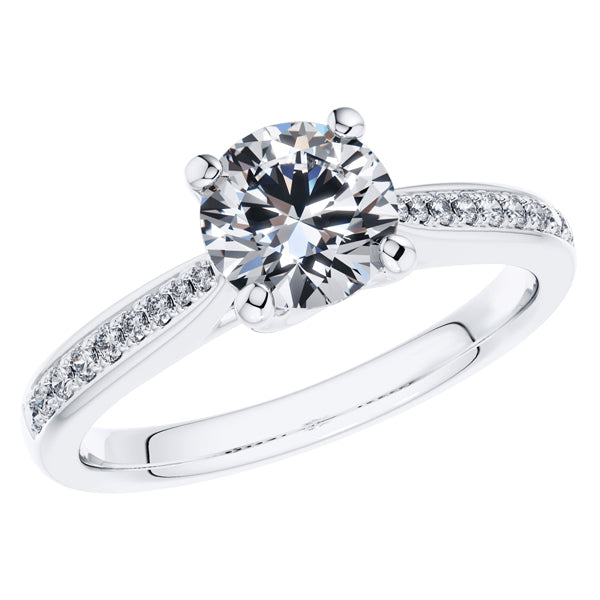 4 Claw 18ct White Gold Round Brilliant Diamond Engagement Ring.