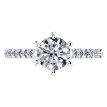 Elegant 18ct White Gold Diamond Engagement Ring With 6 Claws.