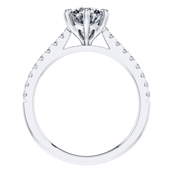 Elegant 18ct White Gold Diamond Engagement Ring With 6 Claws.