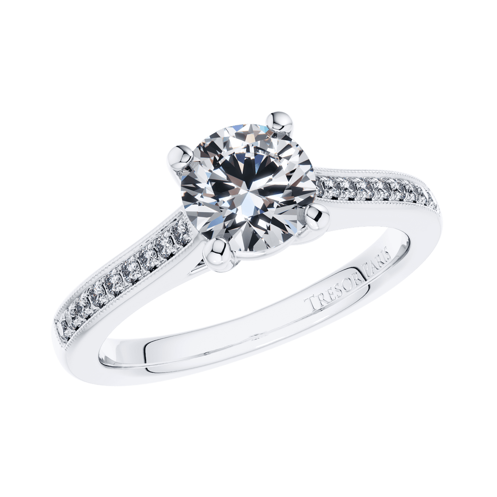 18ct White Gold Round Brilliant Diamond Engagement Ring.