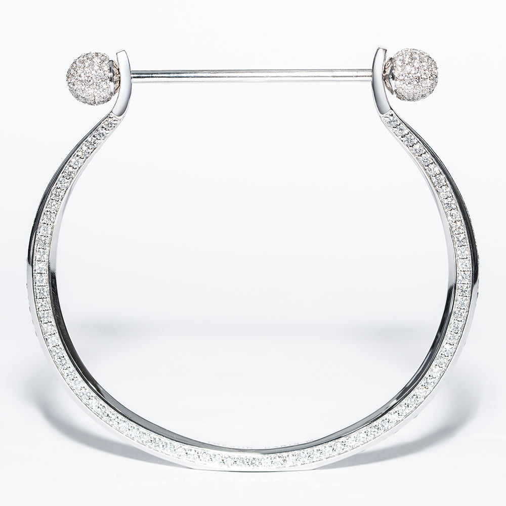 4.00ct Round Diamond Eternal Pave Set Charm bangle in 18ct White Gold