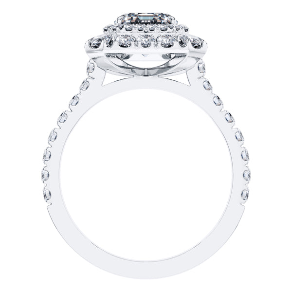 GIA Certified Emerald Cut Diamond Halo Engagement Ring, in Platinum