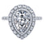 GIA Certified Pear Shape Diamond Halo Engagement Ring, in Platinum