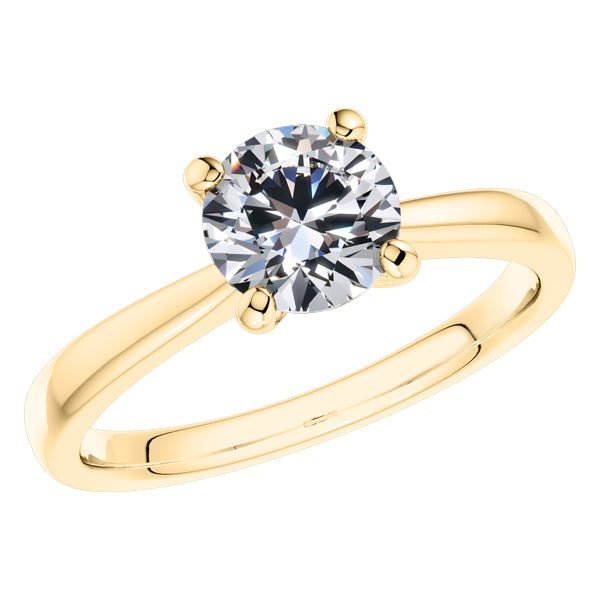 Elegant 4 Claw 18ct Yellow Gold Round Brilliant Diamond Engagement Ring.