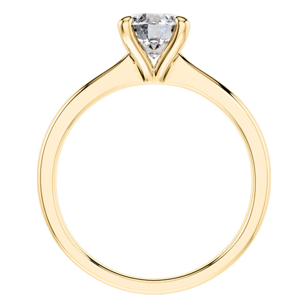 Elegant 4 Claw 18ct Yellow Gold Round Brilliant Diamond Engagement Ring.