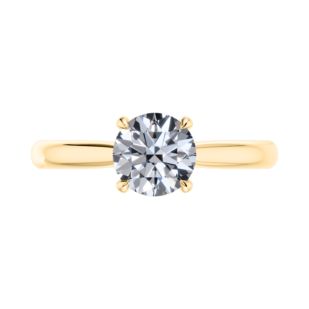 18ct Yellow Gold 4 Claw Round Brilliant Diamond Engagement Ring.