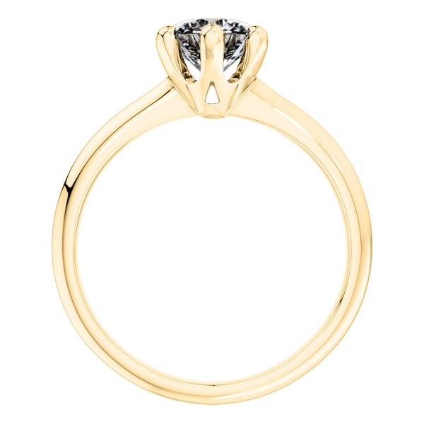 Stunning 18ct Round Brilliant Diamond 6 Claw Yellow Gold Engagement Ring.