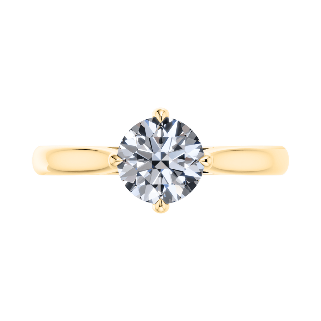 4 Claw Round Brilliant Diamond in 18ct Yellow Gold Engagement Ring.