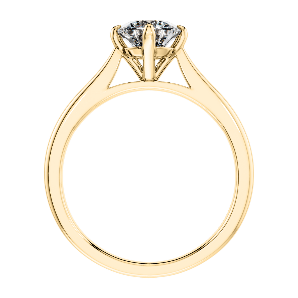 4 Claw Round Brilliant 18ct In Yellow Gold Engagement Ring Mount.