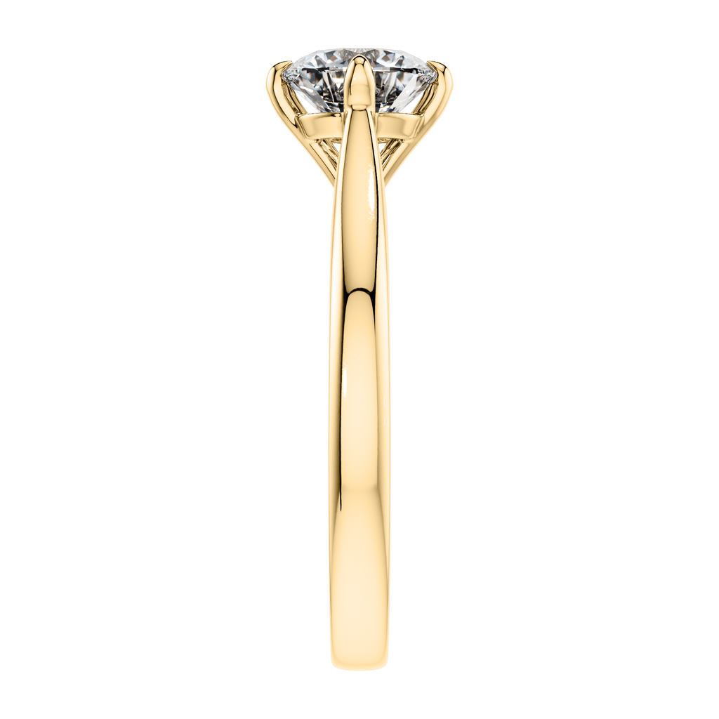 4 Claw Round Brilliant Diamond in 18ct Yellow Gold Engagement Ring.
