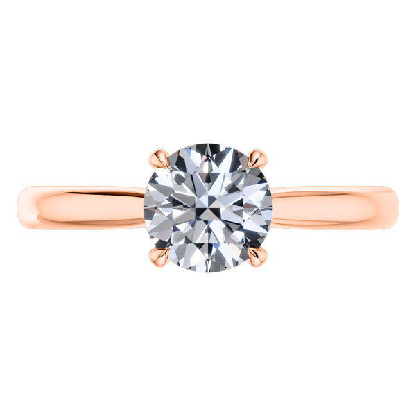 Elegant 4 Claw 18ct Rose Gold Round Brilliant Diamond Engagement Ring.