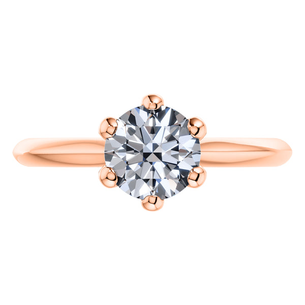 Stunning 18ct Round Brilliant Diamond 6 Claw Rose Gold Engagement Ring.