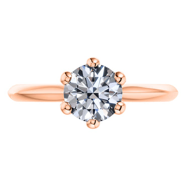 Stunning 18ct Round Brilliant Diamond 6 Claw Rose Gold Engagement Ring.