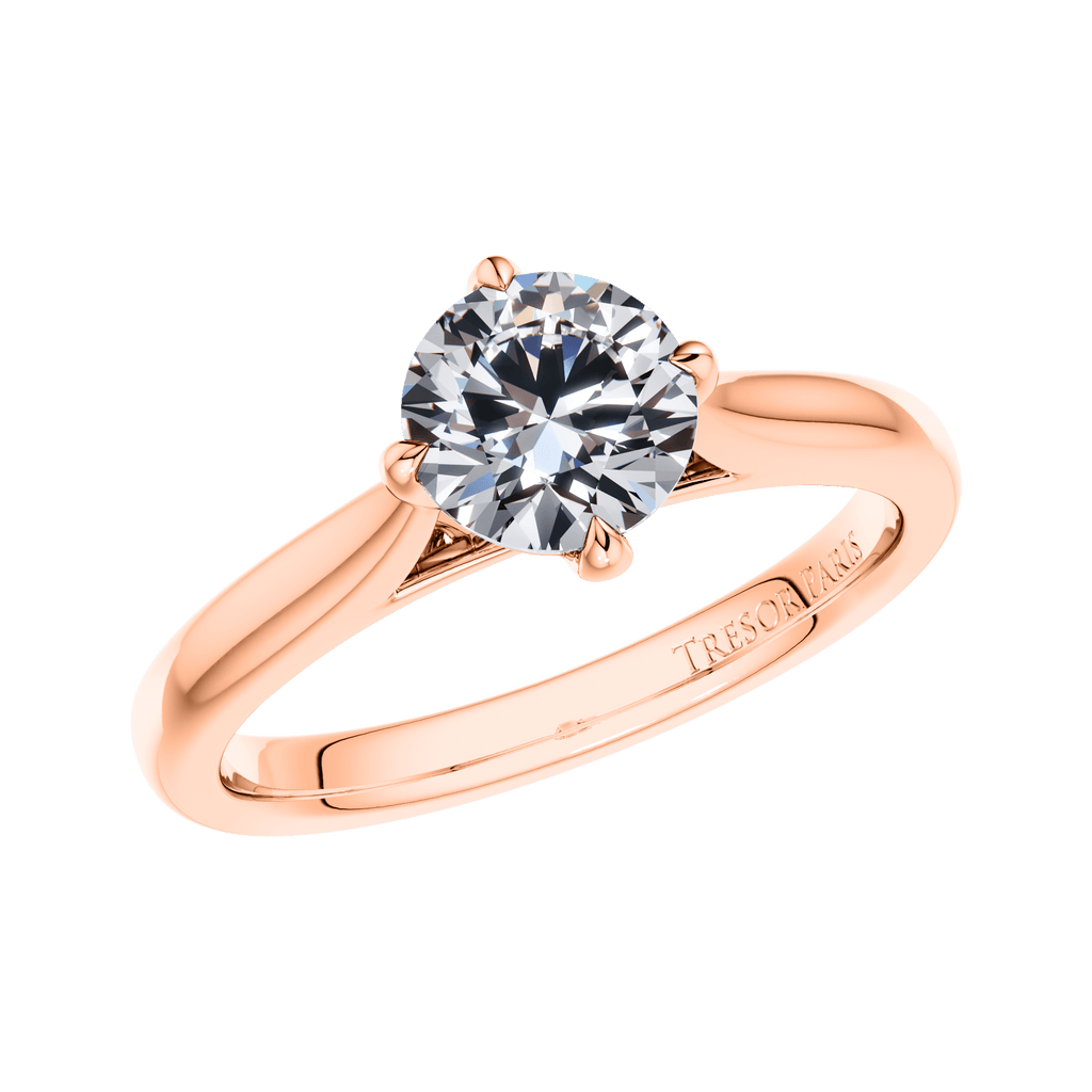 4 Claw Round Brilliant Diamond in 18ct Rose Gold Engagement Ring.