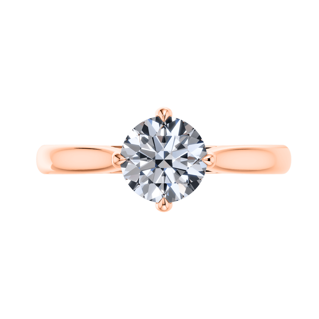 4 Claw Round Brilliant Diamond in 18ct Rose Gold Engagement Ring.