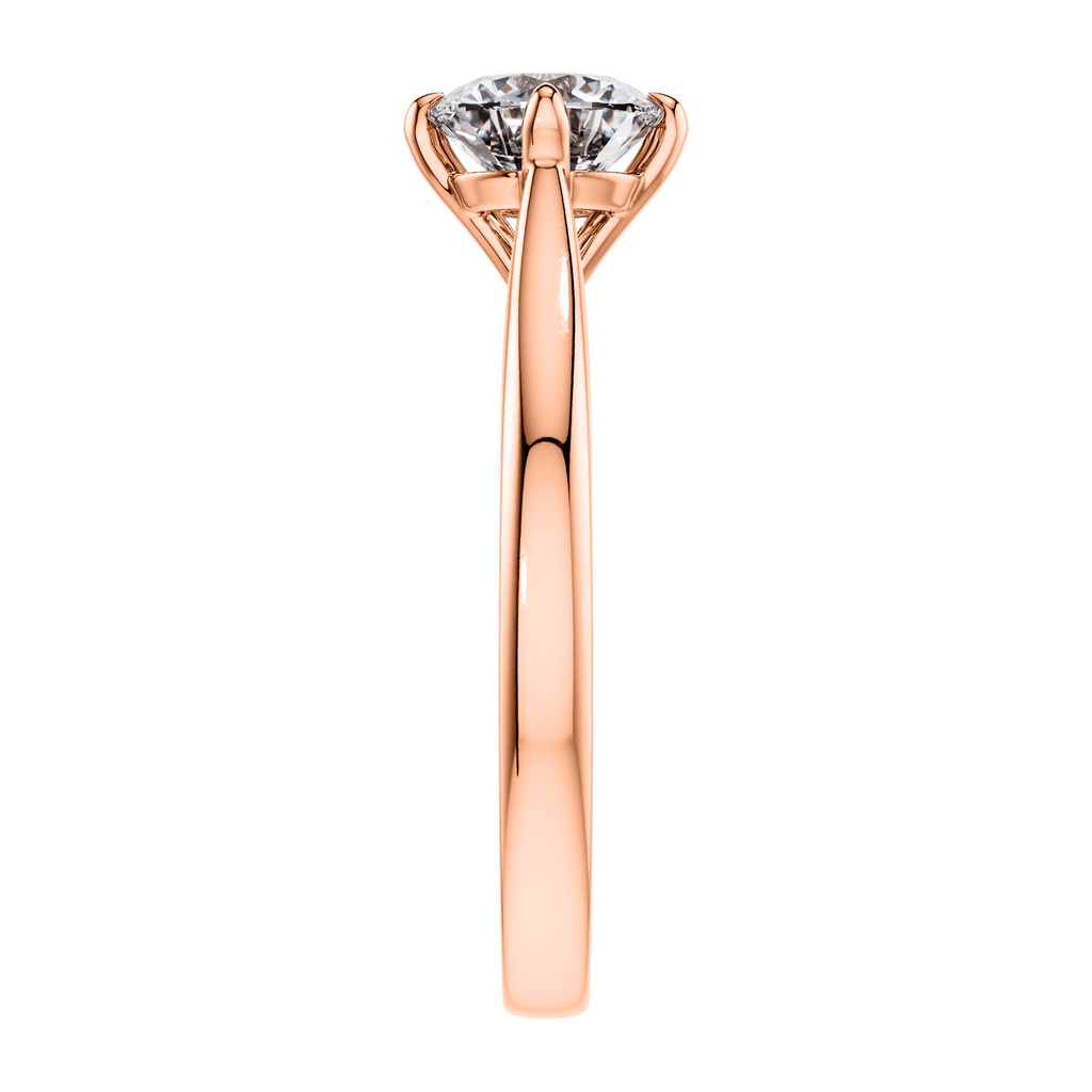 4 Claw Round Brilliant Diamond in 18ct Rose Gold Engagement Ring.