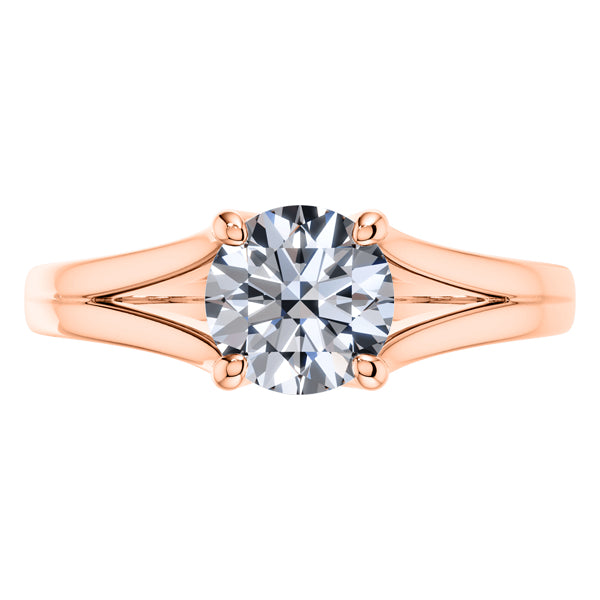 Beautifully Cut Round Diamond in a 4 Claw 18ct Rose Gold Engagement Ring.