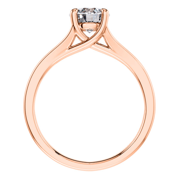 Beautifully Cut Round Diamond in a 4 Claw 18ct Rose Gold Engagement Ring.