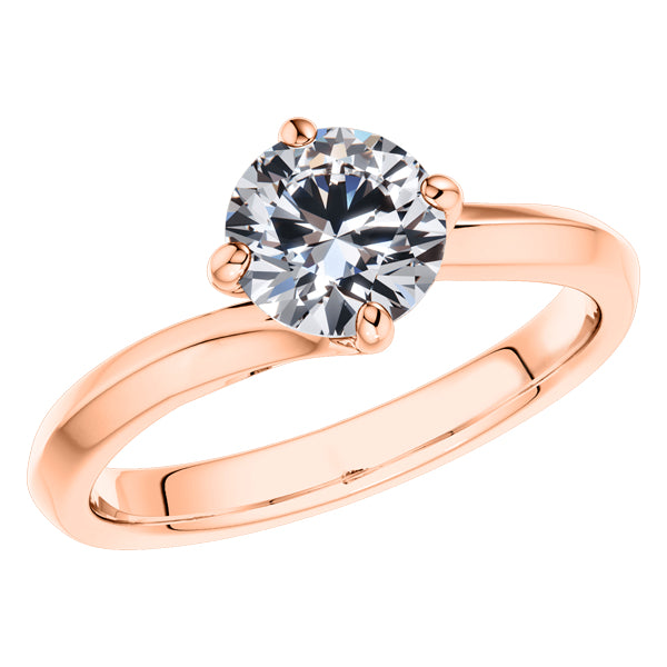 Round Brilliant 18ct Rose Gold Diamond Engagement Ring.