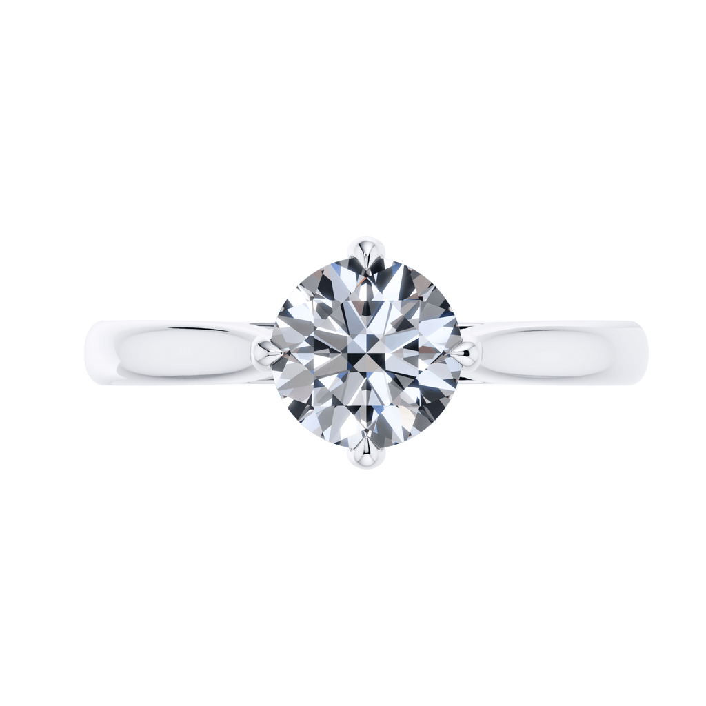 4 Claw Round Brilliant Diamond in Platinum Engagement Ring.