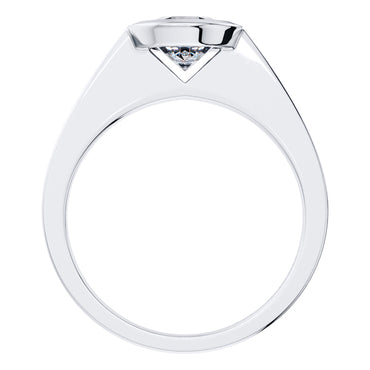 Round Brilliant Diamond rub over Solitaire Engagement Ring set in 18ct White Gold.