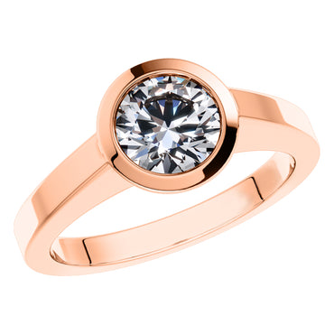 Round Brilliant Diamond rub over Solitaire Engagement Ring set in 18ct Rose Gold.