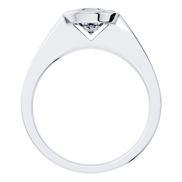 Round Brilliant Diamond rub over Solitaire Engagement Ring set in Platinum.