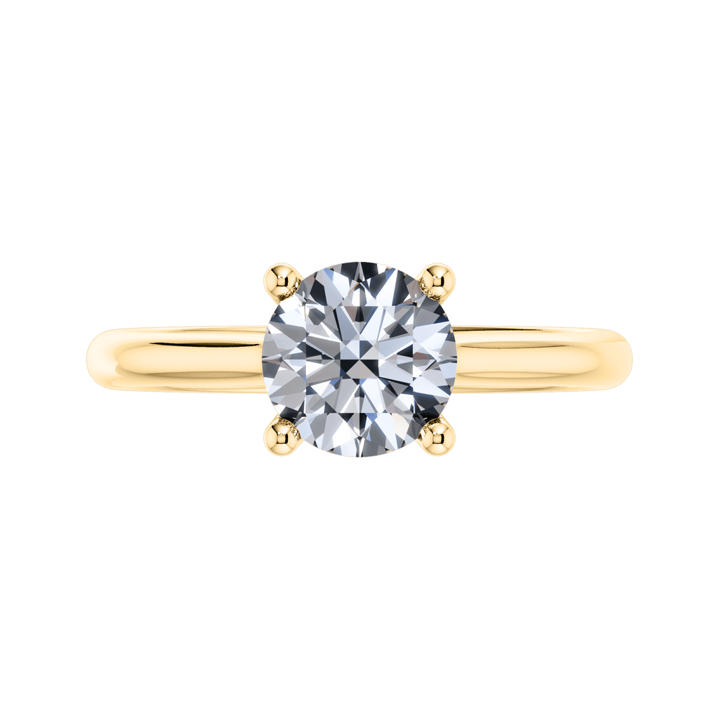 18ct Yellow Gold 4 Claw Classic Round Brilliant Engagement Ring Mount.