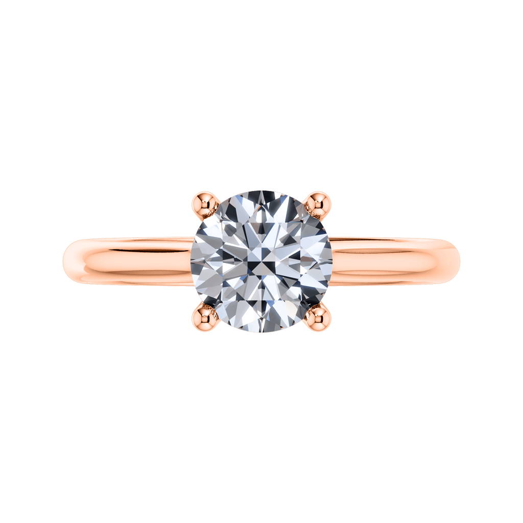 18ct Rose Gold 4 Claw Round Brilliant Diamond Engagement Ring.