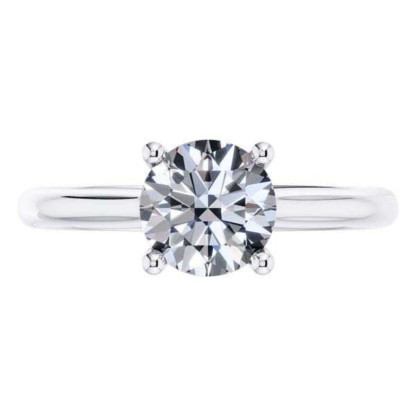 Platinum 4 Claw Round Brilliant Diamond Engagement Ring.