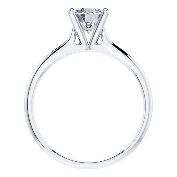 Platinum 4 Claw Round Brilliant Diamond Engagement Ring.