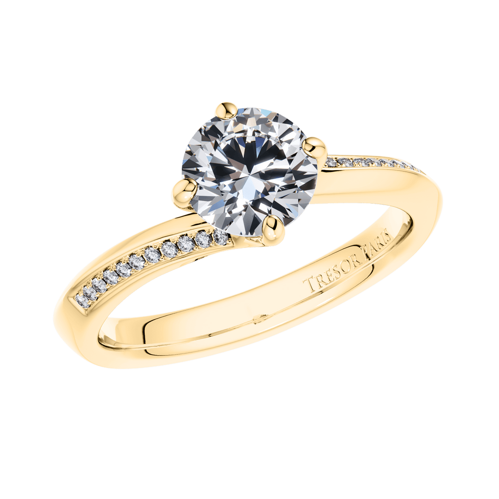 4 Claw Round Brilliant 18ct Yellow Gold Twist  Engagement Ring Mount